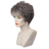 Maxbell Stylish Women Fluffy Layered Real Human Hair Short Grey Wig for Party Cosplay/Daily Wear - Aladdin Shoppers