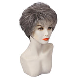 Maxbell Stylish Women Fluffy Layered Real Human Hair Short Grey Wig for Party Cosplay/Daily Wear - Aladdin Shoppers