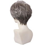 Maxbell Stylish Women Fluffy Layered Real Human Hair Short Grey Wig for Party Cosplay/Daily Wear - Aladdin Shoppers