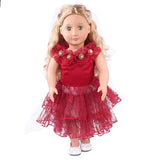 Maxbell Sweet Doll Clothing Tulle Dress Skirt for 18'' American Doll Dark Red - Aladdin Shoppers
