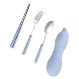 Maxbell tableware three-piece outdoor camping fork spoon chopsticks set Blue - Aladdin Shoppers