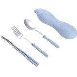 Maxbell tableware three-piece outdoor camping fork spoon chopsticks set Blue - Aladdin Shoppers