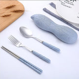 Maxbell tableware three-piece outdoor camping fork spoon chopsticks set Blue - Aladdin Shoppers