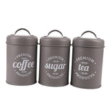 Maxbell Tea Coffee Sugar Kitchen Storage Canisters Jars Pots Containers Tins Grey - Aladdin Shoppers