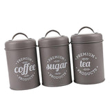 Maxbell Tea Coffee Sugar Kitchen Storage Canisters Jars Pots Containers Tins Grey - Aladdin Shoppers