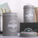 Maxbell Tea Coffee Sugar Kitchen Storage Canisters Jars Pots Containers Tins Grey - Aladdin Shoppers
