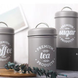 Maxbell Tea Coffee Sugar Kitchen Storage Canisters Jars Pots Containers Tins Grey - Aladdin Shoppers
