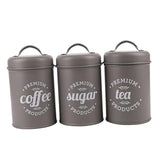 Maxbell Tea Coffee Sugar Kitchen Storage Canisters Jars Pots Containers Tins Grey - Aladdin Shoppers