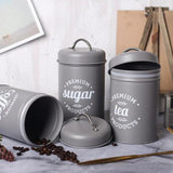 Maxbell Tea Coffee Sugar Kitchen Storage Canisters Jars Pots Containers Tins Grey - Aladdin Shoppers