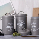 Maxbell Tea Coffee Sugar Kitchen Storage Canisters Jars Pots Containers Tins Grey - Aladdin Shoppers