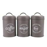 Maxbell Tea Coffee Sugar Kitchen Storage Canisters Jars Pots Containers Tins Grey - Aladdin Shoppers
