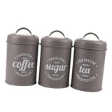 Maxbell Tea Coffee Sugar Kitchen Storage Canisters Jars Pots Containers Tins Grey - Aladdin Shoppers