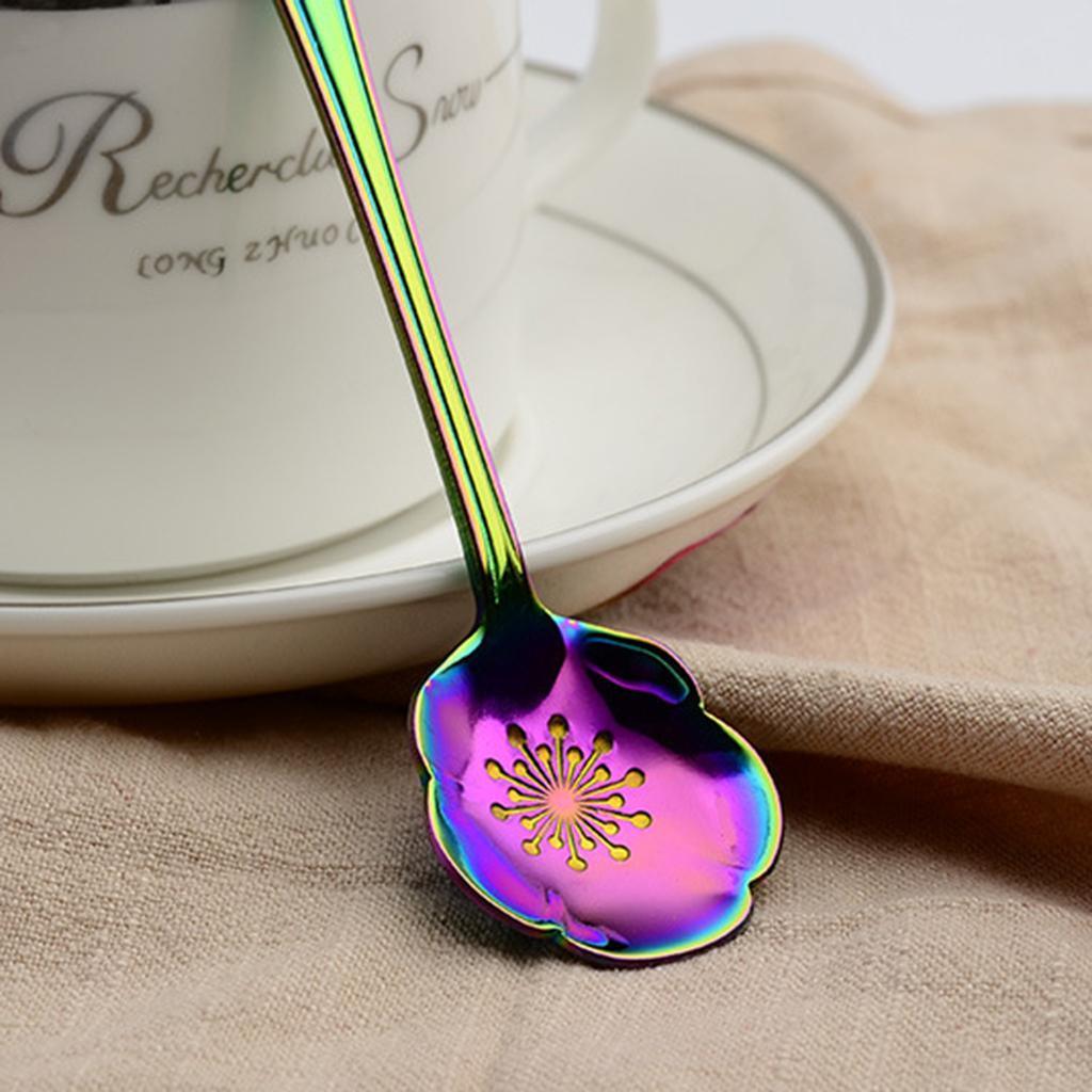 Maxbell Teaspoons Stainless Steel Coffee Tea Spoon Dessert Sugar Spoons Colorful 6 - Aladdin Shoppers