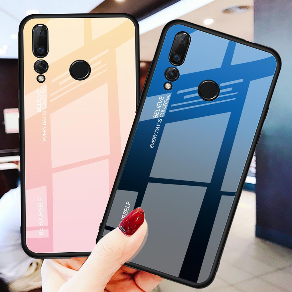 Maxbell Tempered Glass Gradient Color Mobile Phone Case Cover for Huawei Nova 4 A - Aladdin Shoppers