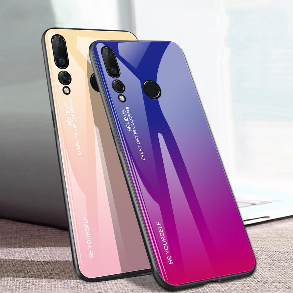 Maxbell Tempered Glass Gradient Color Mobile Phone Case Cover for Huawei Nova 4 A - Aladdin Shoppers