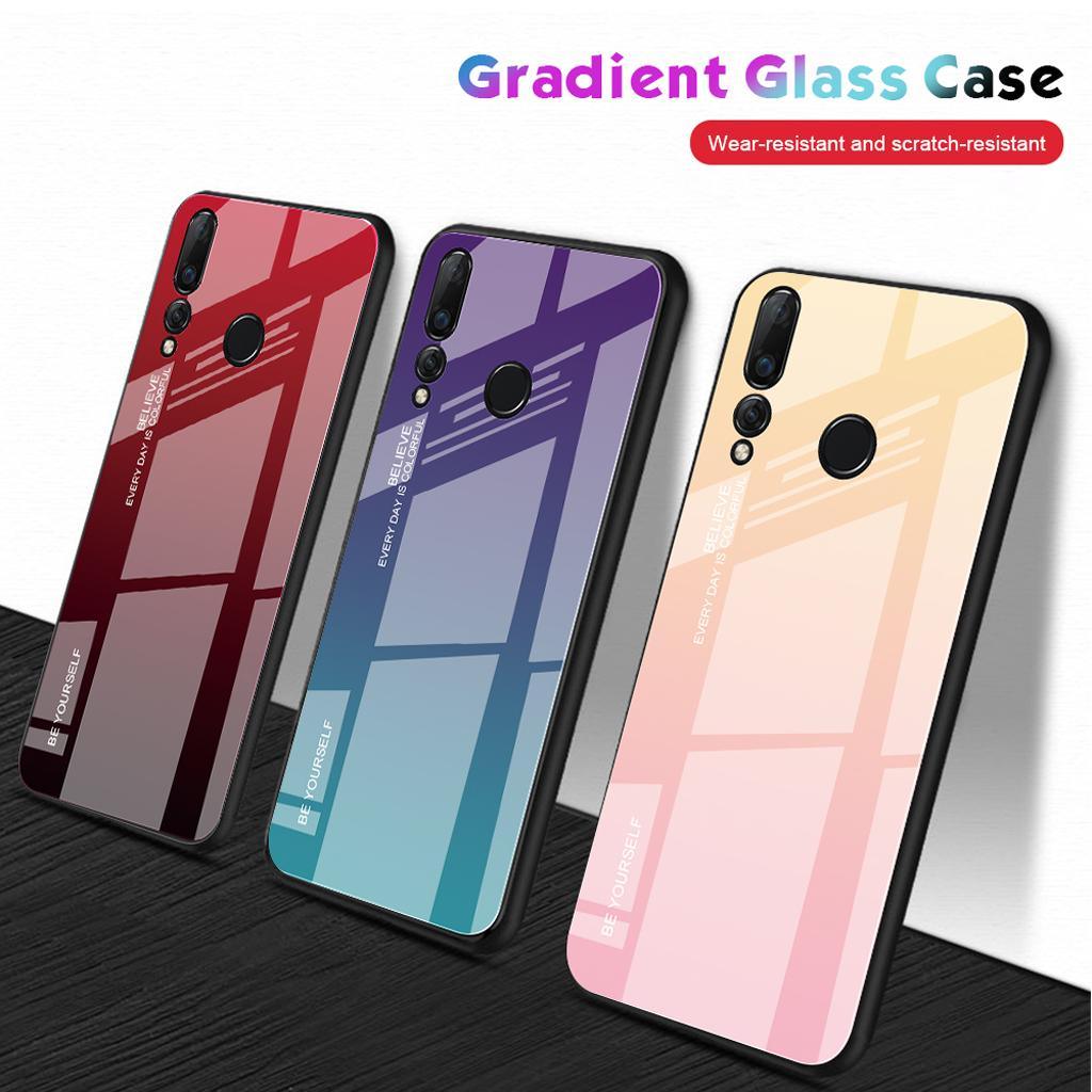 Maxbell Tempered Glass Gradient Color Mobile Phone Case Cover for Huawei Nova 4 A - Aladdin Shoppers