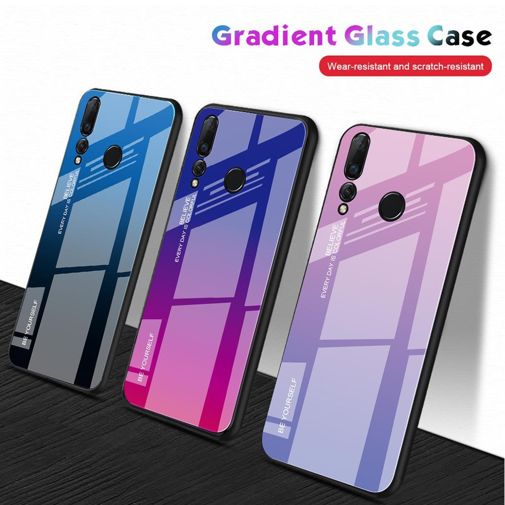 Maxbell Tempered Glass Gradient Color Mobile Phone Case Cover for Huawei Nova 4 B - Aladdin Shoppers