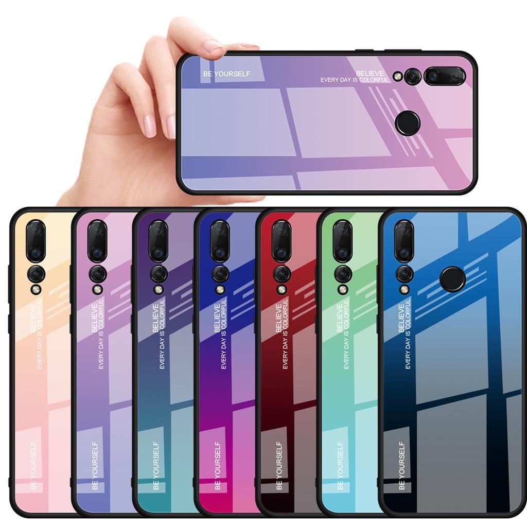 Maxbell Tempered Glass Gradient Color Mobile Phone Case Cover for Huawei Nova 4 B - Aladdin Shoppers