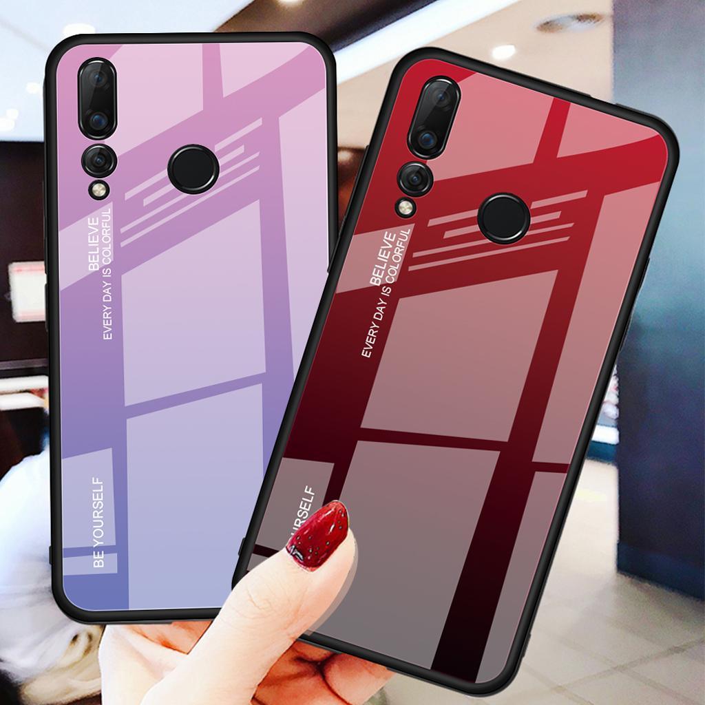 Maxbell Tempered Glass Gradient Color Mobile Phone Case Cover for Huawei Nova 4 B - Aladdin Shoppers