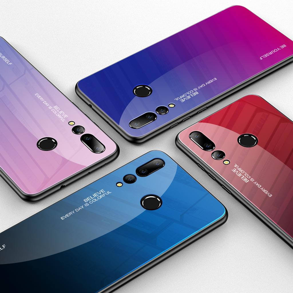 Maxbell Tempered Glass Gradient Color Mobile Phone Case Cover for Huawei Nova 4 D - Aladdin Shoppers