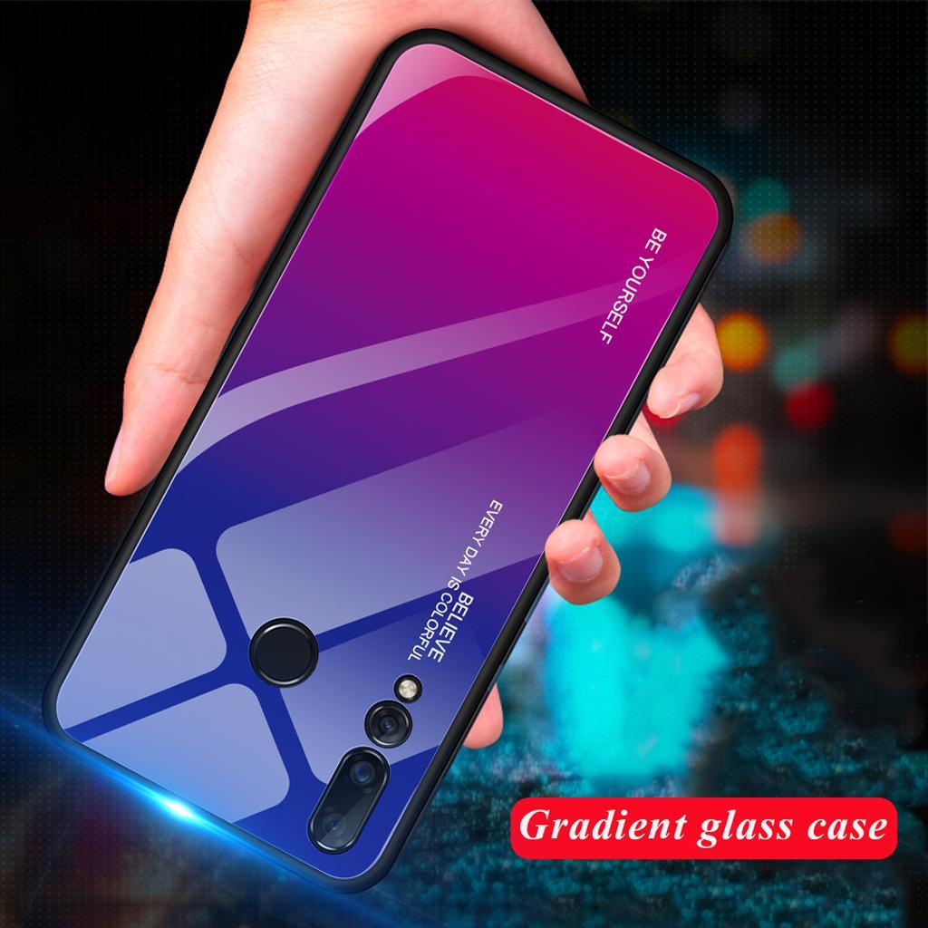 Maxbell Tempered Glass Gradient Color Mobile Phone Case Cover for Huawei Nova 4 D - Aladdin Shoppers