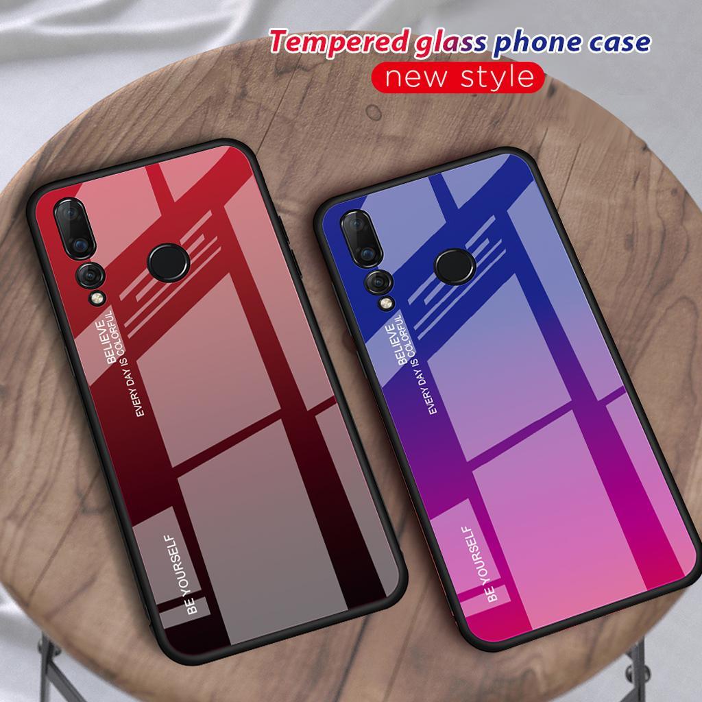 Maxbell Tempered Glass Gradient Color Mobile Phone Case Cover for Huawei Nova 4 D - Aladdin Shoppers