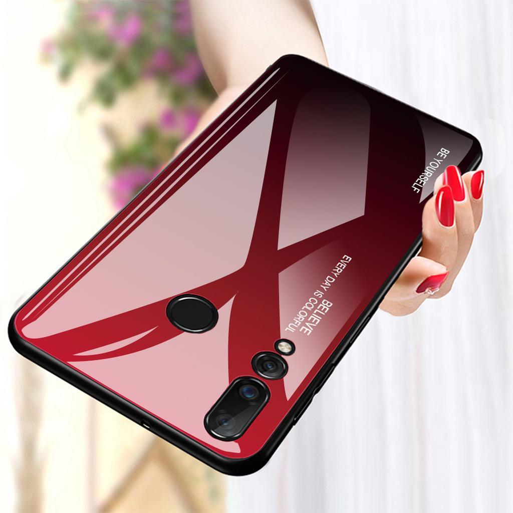Maxbell Tempered Glass Gradient Color Mobile Phone Case Cover for Huawei Nova 4 E - Aladdin Shoppers