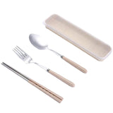 Maxbell three-piece outdoor camping fork spoon chopsticks Flatware set Beige - Aladdin Shoppers