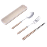 Maxbell three-piece outdoor camping fork spoon chopsticks Flatware set Beige - Aladdin Shoppers