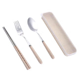 Maxbell three-piece outdoor camping fork spoon chopsticks Flatware set Beige - Aladdin Shoppers