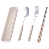 Maxbell three-piece outdoor camping fork spoon chopsticks Flatware set Beige - Aladdin Shoppers