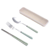 Maxbell three-piece outdoor camping fork spoon chopsticks Flatware set Green - Aladdin Shoppers