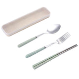 Maxbell three-piece outdoor camping fork spoon chopsticks Flatware set Green - Aladdin Shoppers