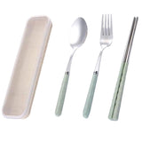 Maxbell three-piece outdoor camping fork spoon chopsticks Flatware set Green - Aladdin Shoppers