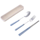 Maxbell three-piece outdoor camping fork spoon chopsticks Flatware set Royal Blue - Aladdin Shoppers