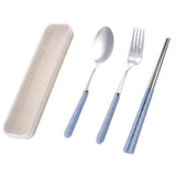 Maxbell three-piece outdoor camping fork spoon chopsticks Flatware set Royal Blue - Aladdin Shoppers