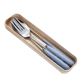 Maxbell three-piece outdoor camping fork spoon chopsticks Flatware set Royal Blue - Aladdin Shoppers