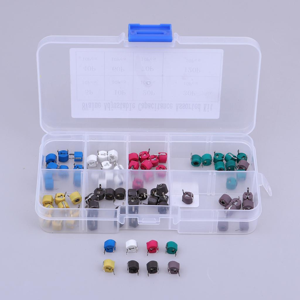 Maxbell Trimmer Capacitors Assorted Box Kit 8 Values x 10 Piece ( Total 80 Piece ) - Aladdin Shoppers