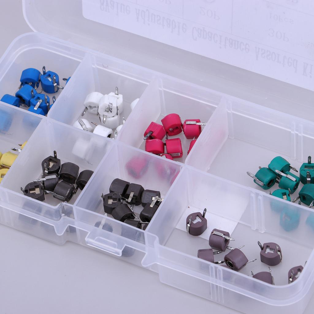 Maxbell Trimmer Capacitors Assorted Box Kit 8 Values x 10 Piece ( Total 80 Piece ) - Aladdin Shoppers