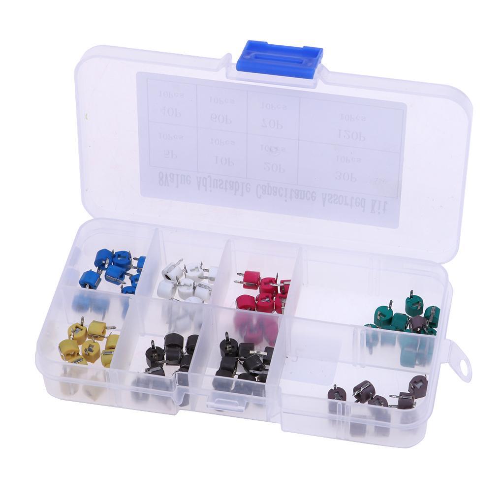 Maxbell Trimmer Capacitors Assorted Box Kit 8 Values x 10 Piece ( Total 80 Piece ) - Aladdin Shoppers