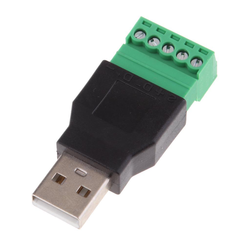 Maxbell USB 2.0 A Male Plug to 5 Pin/Way Female Bolt Screw Shield terminals Pluggable Type Adapter - Aladdin Shoppers