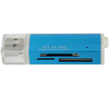 Maxbell USB 2.0 Memory Card Reader Adapter for Micro SD SDHC TF M2 MMC MS PRO Blue - Aladdin Shoppers