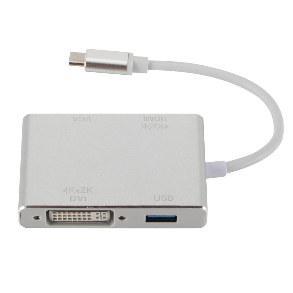 Maxbell USB-C (Type C) to HDMI DVI 4K VGA Multilport Adaptor Converter with USB 3.0 - Aladdin Shoppers