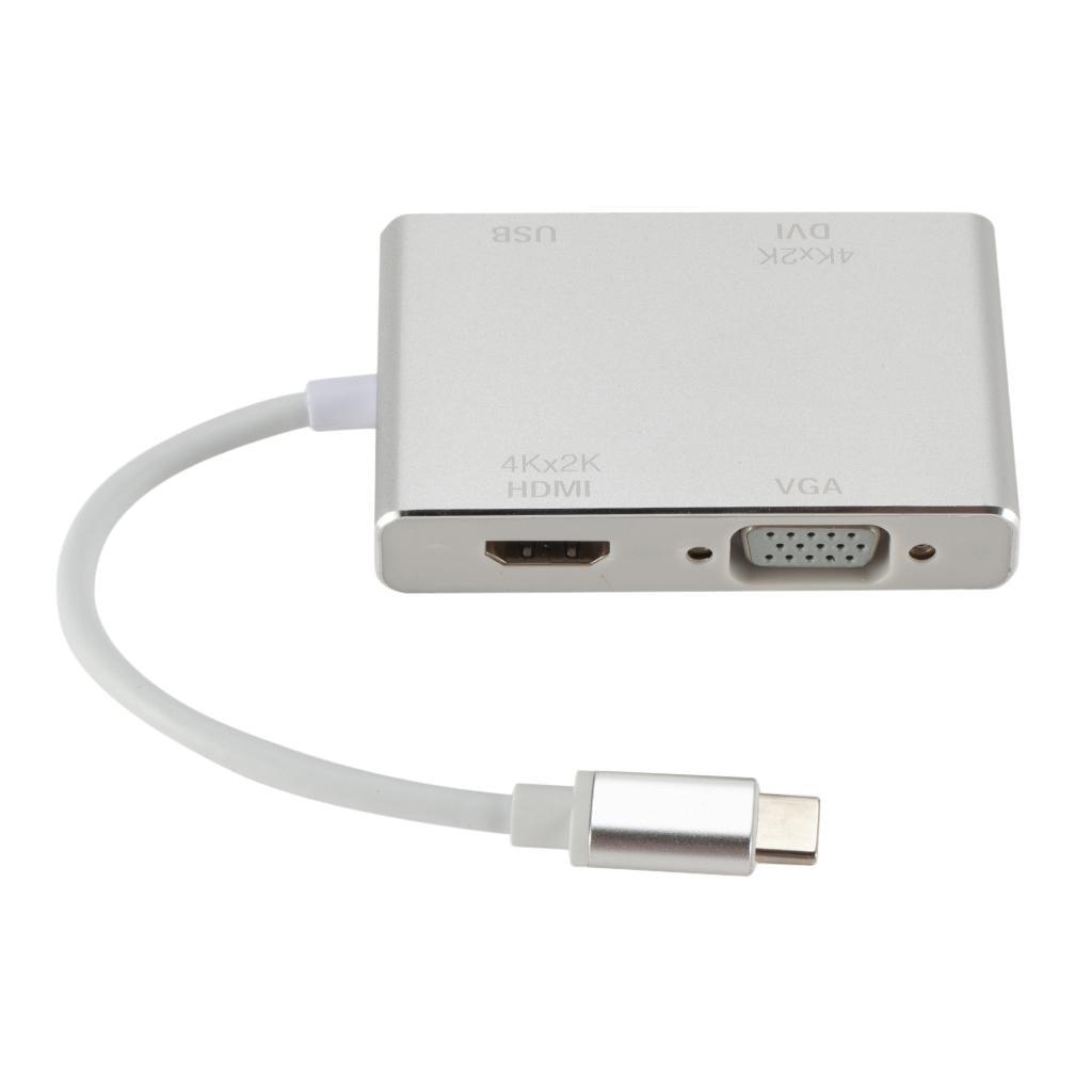 Maxbell USB-C (Type C) to HDMI DVI 4K VGA Multilport Adaptor Converter with USB 3.0 - Aladdin Shoppers