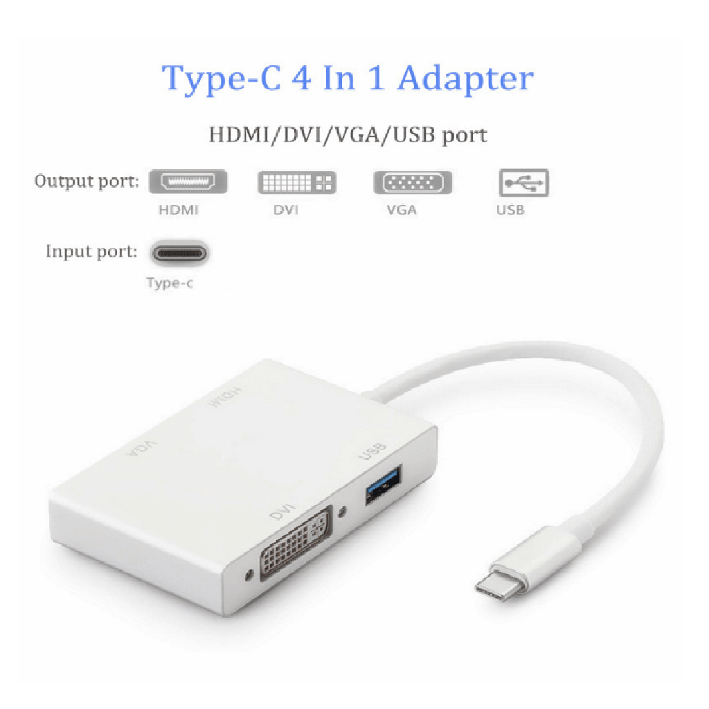 Maxbell USB-C (Type C) to HDMI DVI 4K VGA Multilport Adaptor Converter with USB 3.0 - Aladdin Shoppers