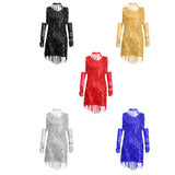 Maxbell V Neck 1920s Sequin Fringe Charleston Flapper Dance Dresses Costumes L red - Aladdin Shoppers