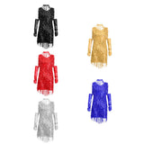 Maxbell V Neck 1920s Sequin Fringe Charleston Flapper Dance Dresses Costumes L red - Aladdin Shoppers