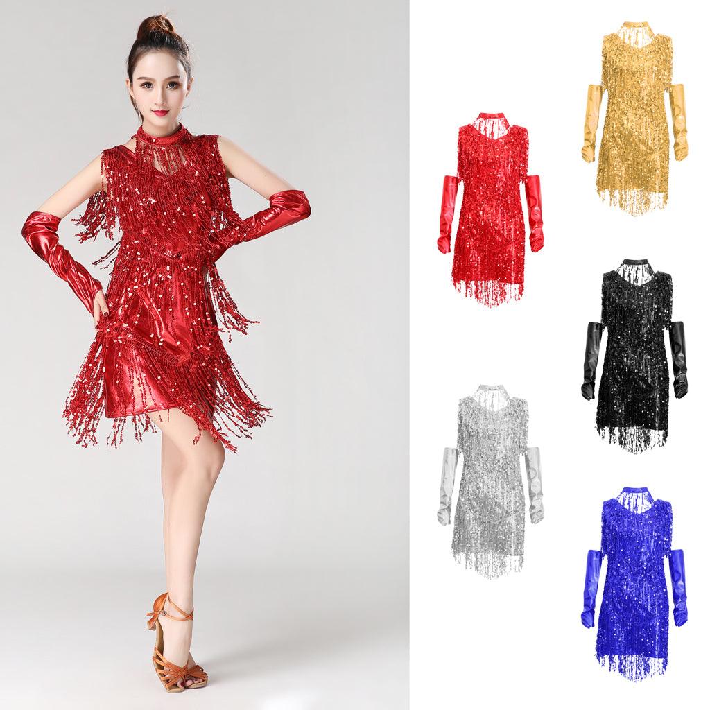 ⚡️Buy Maxbell V Neck 1920s Sequin Fringe Charleston Flapper