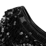 Maxbell V Neck 1920s Sequin Fringe Charleston Flapper Dance Dresses Costumes M silver black - Aladdin Shoppers
