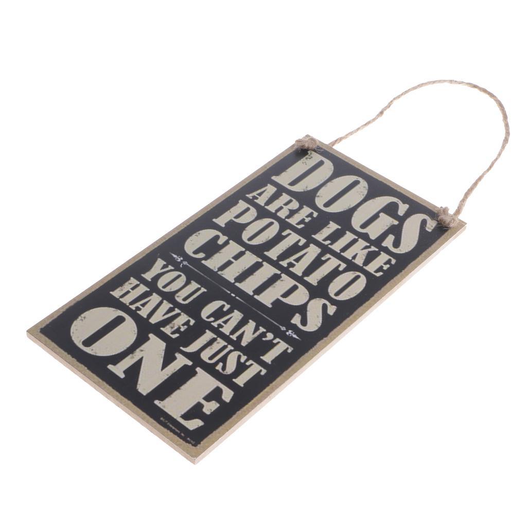 Maxbell Vintage Dogs are like Potato Chips Board Plaque Quote Wooden Board Hanging Plaque - Aladdin Shoppers